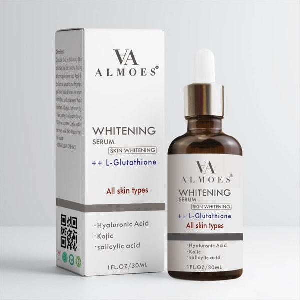 ALMOES ,L-Glutathione Serum for skin Whitening, Balance skin tone, Improve Elasticity- With Hyaluronic acid, Salicylic acid , Kojic acid, 30ML